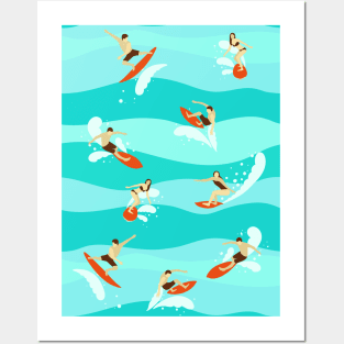 Surfers on the Waves. Posters and Art